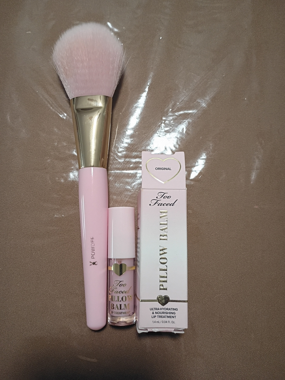 Too Faced Pillow Balm Lip Treatment & Pink Powder Brush Duo